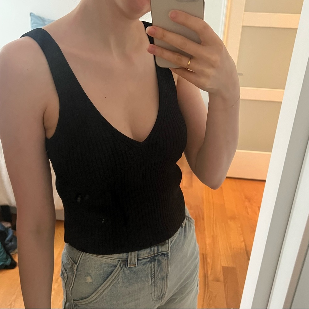 Zara Black Knit Ribbed Tank Top